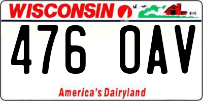 WI license plate 476OAV