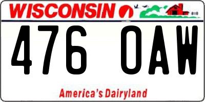 WI license plate 476OAW