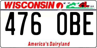 WI license plate 476OBE