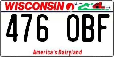 WI license plate 476OBF