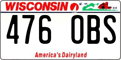 WI license plate 476OBS