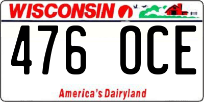 WI license plate 476OCE