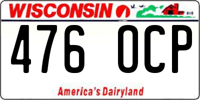 WI license plate 476OCP