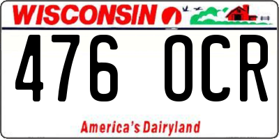 WI license plate 476OCR