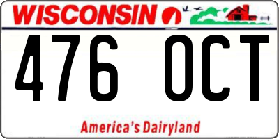 WI license plate 476OCT