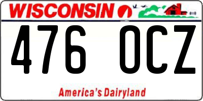 WI license plate 476OCZ