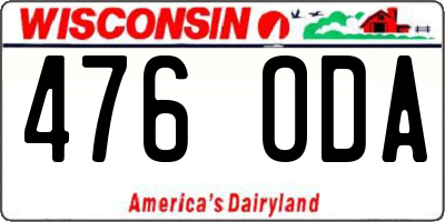 WI license plate 476ODA
