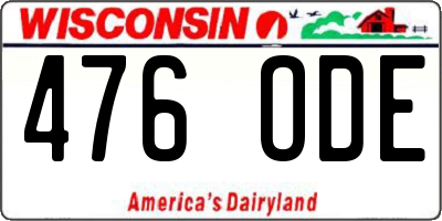 WI license plate 476ODE