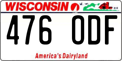 WI license plate 476ODF