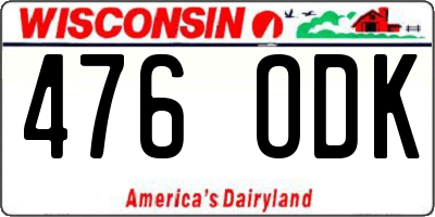WI license plate 476ODK
