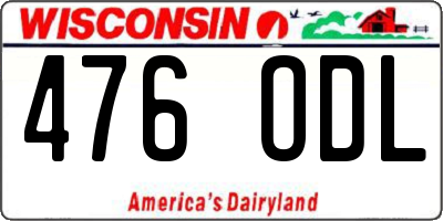 WI license plate 476ODL