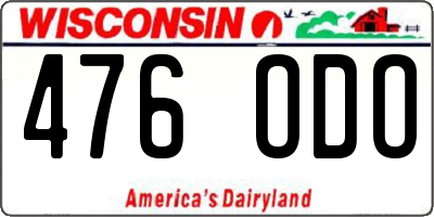 WI license plate 476ODO