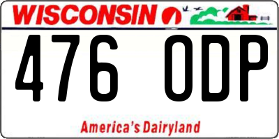 WI license plate 476ODP