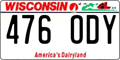 WI license plate 476ODY