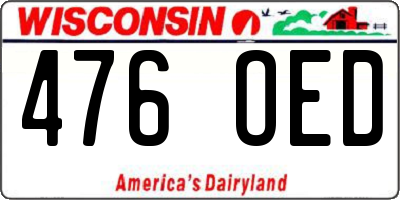 WI license plate 476OED