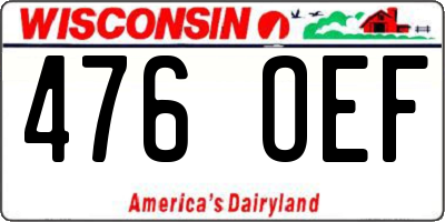 WI license plate 476OEF