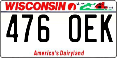 WI license plate 476OEK