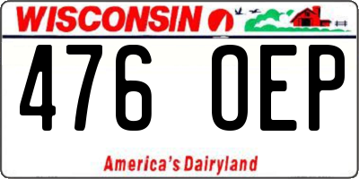 WI license plate 476OEP