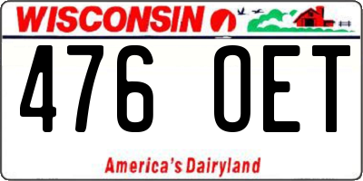 WI license plate 476OET