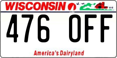 WI license plate 476OFF