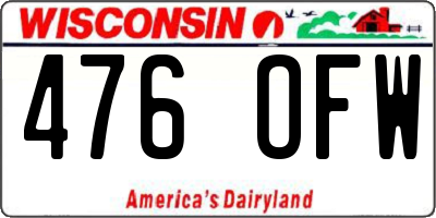 WI license plate 476OFW