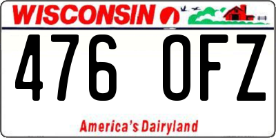WI license plate 476OFZ
