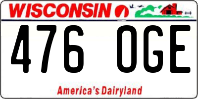 WI license plate 476OGE