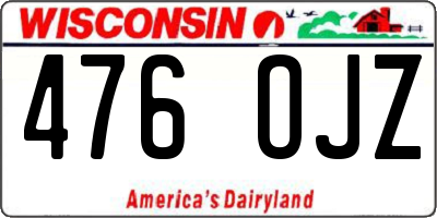 WI license plate 476OJZ