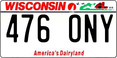 WI license plate 476ONY