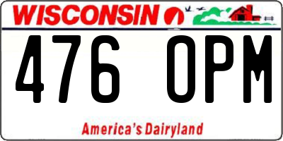 WI license plate 476OPM