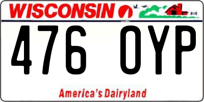 WI license plate 476OYP