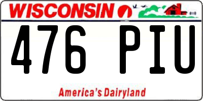 WI license plate 476PIU