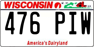 WI license plate 476PIW
