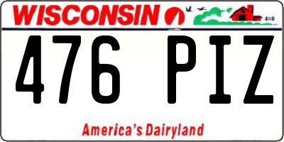 WI license plate 476PIZ