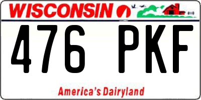 WI license plate 476PKF