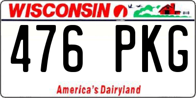 WI license plate 476PKG