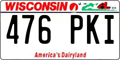 WI license plate 476PKI