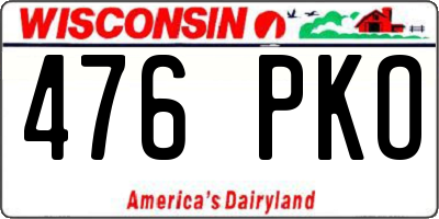 WI license plate 476PKO