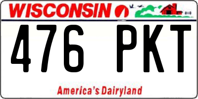 WI license plate 476PKT