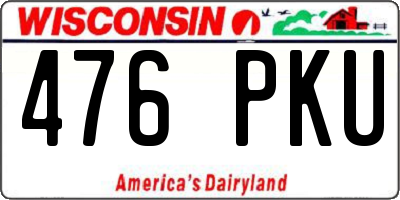 WI license plate 476PKU