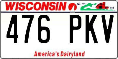 WI license plate 476PKV