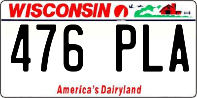 WI license plate 476PLA