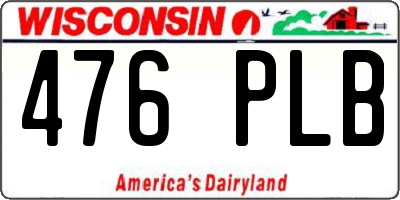 WI license plate 476PLB