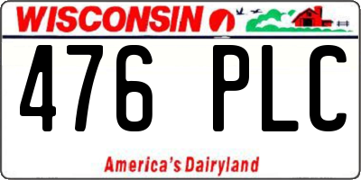 WI license plate 476PLC