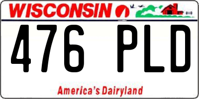 WI license plate 476PLD