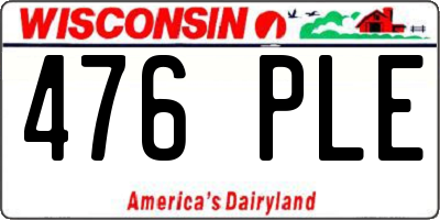 WI license plate 476PLE