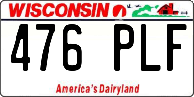 WI license plate 476PLF