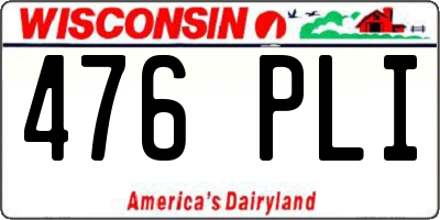 WI license plate 476PLI