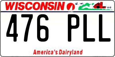 WI license plate 476PLL