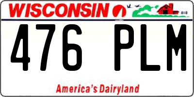 WI license plate 476PLM